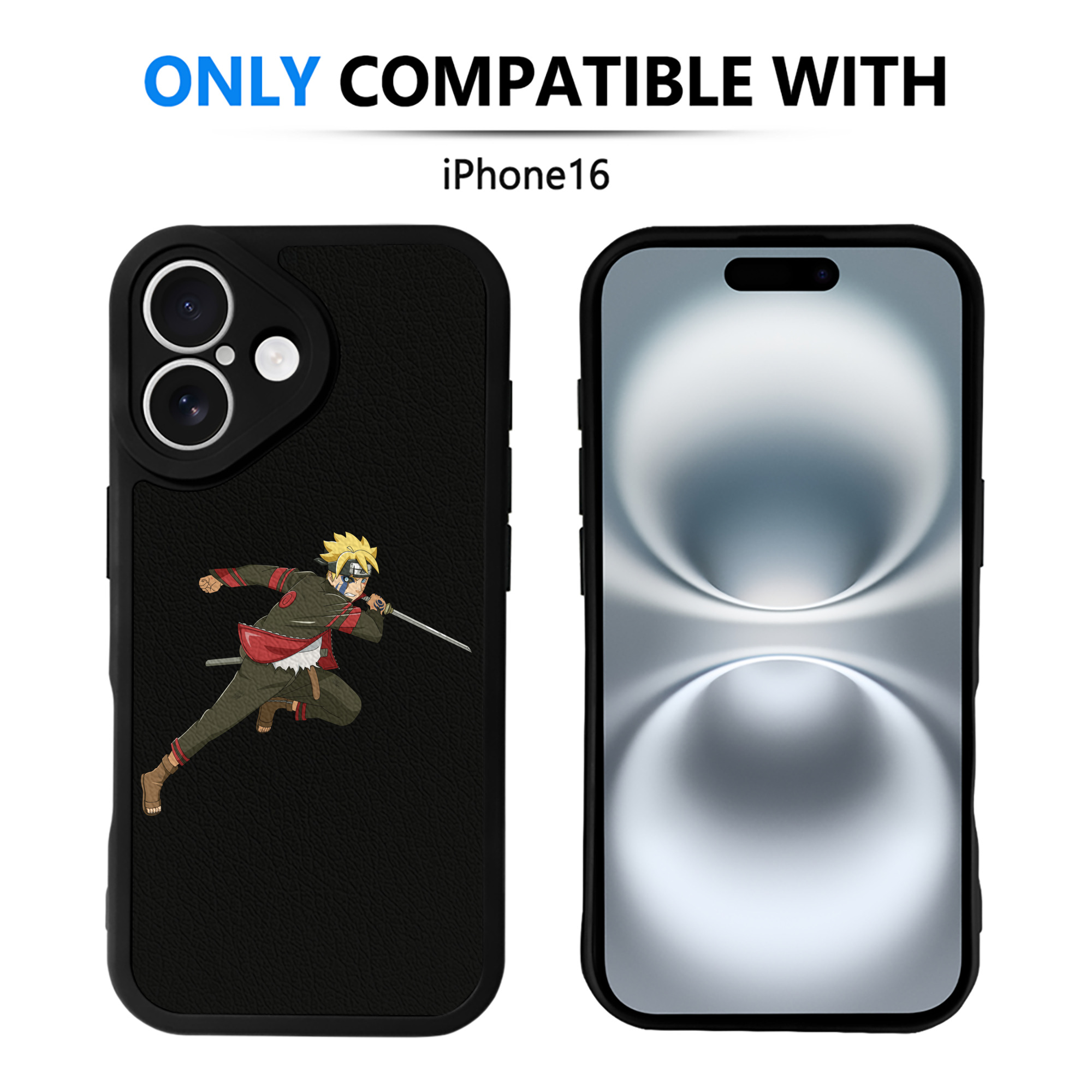 （画像用） NARUTO -ナルト- うずまき ボルト Uzumaki Boruto 【iPhone 16シリーズ対応】シリコンスマホケース（レザー調） 材質：シリコン